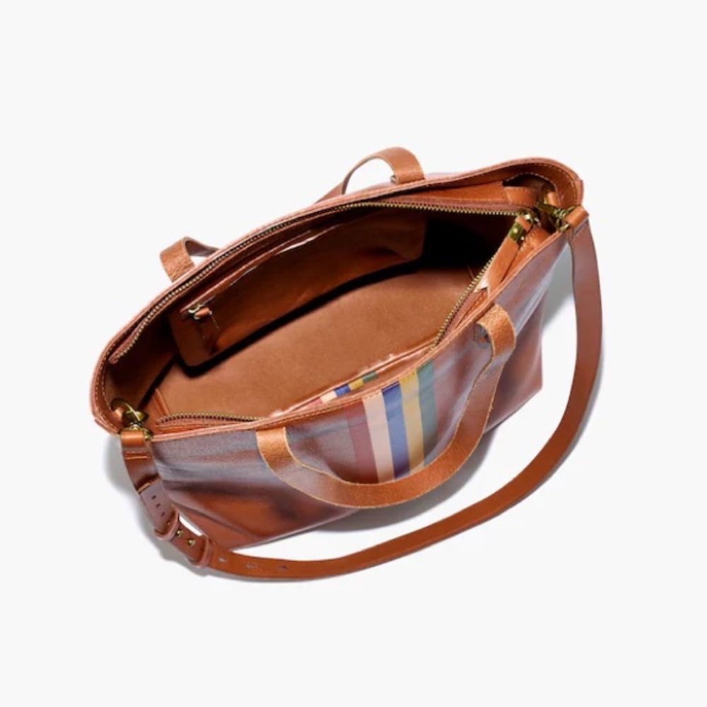MADEWELL THE ZIP-TOP MEDIUM TRANSPORT TOTE: RAINBOW STRIPE EDITION NWT - Picture 7 of 8